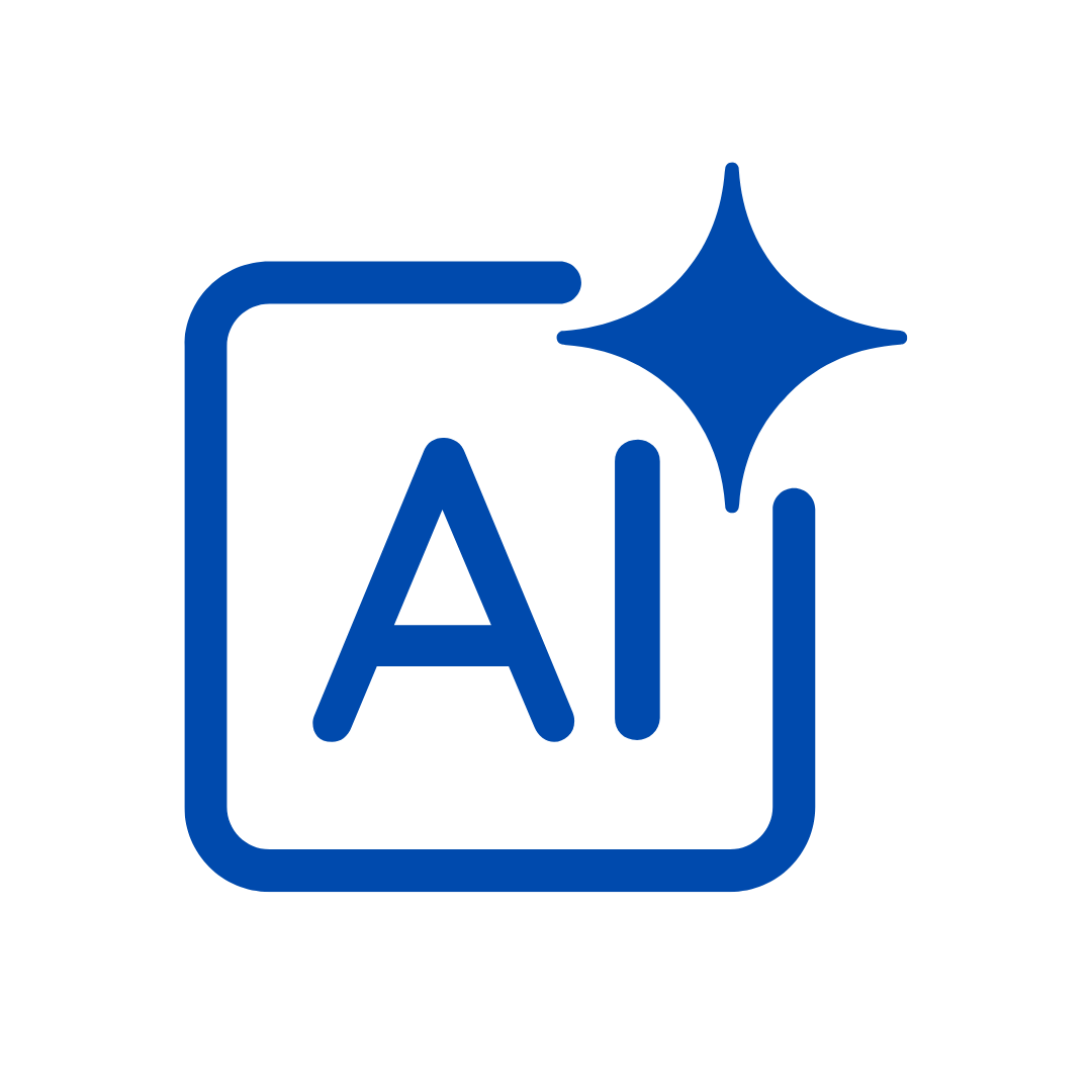 Blue AI logo with a star on a white background